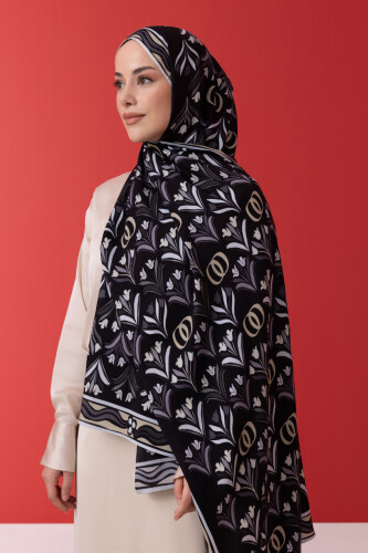 Range Flush Viscose Shawl Black/Cream 