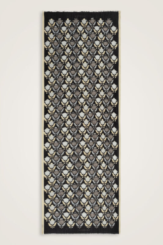 Reverse Tulip Black Wool Shawl - 1