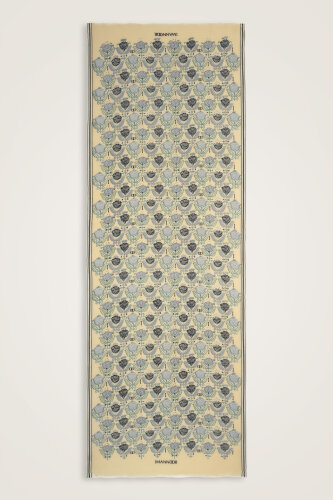 Reverse Tulip Cream-Grey Wool Shawl - 2