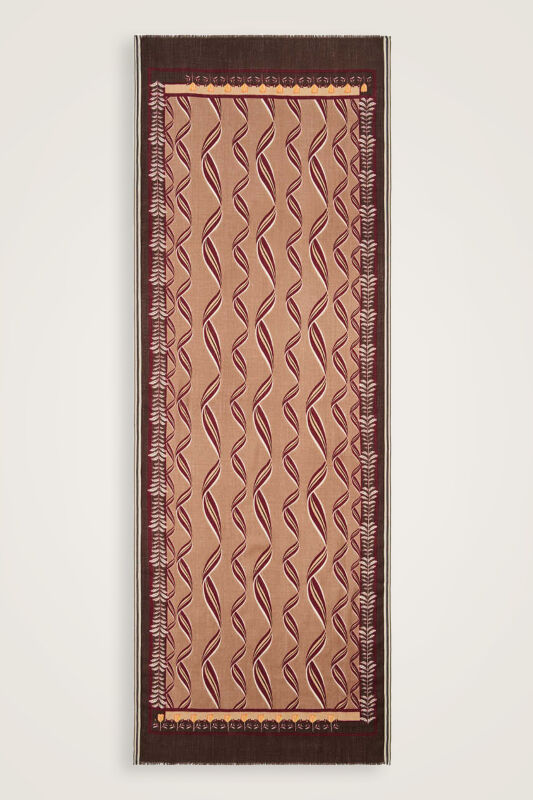 Ribbon Beige Wool Shawl - 1