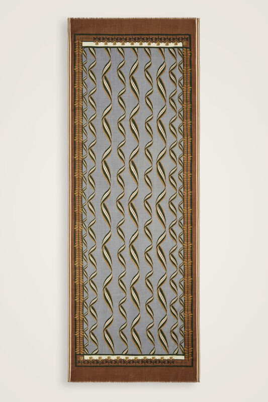 Ribbon Gray Wool Shawl - 1