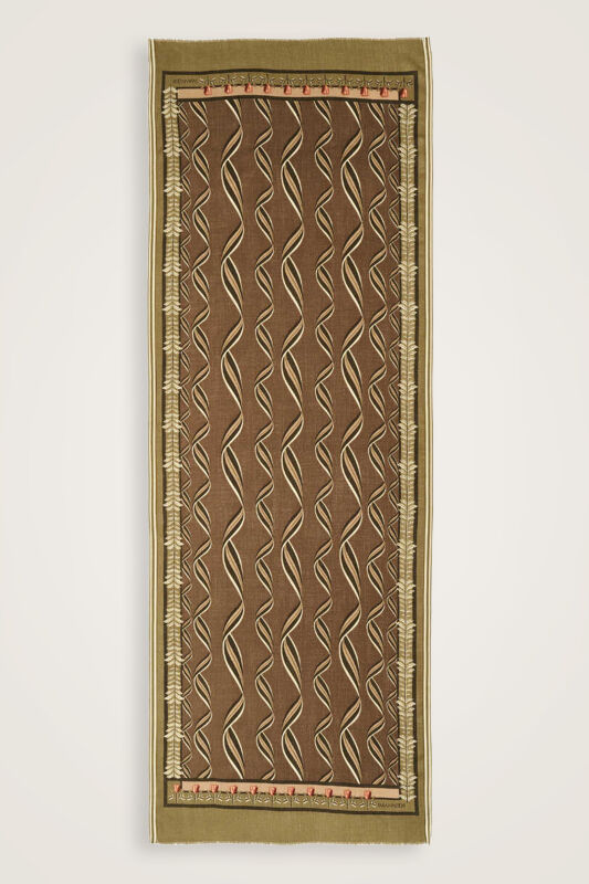 Ribbon Green Wool Shawl - 1