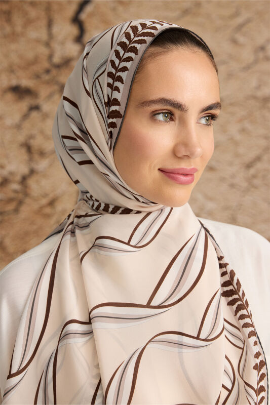 Ribbon Silk Shawl Beige - 3