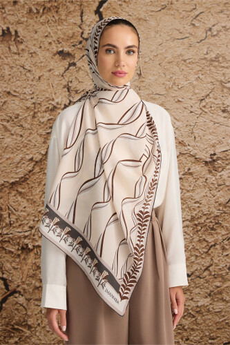 Ribbon Silk Shawl Beige 