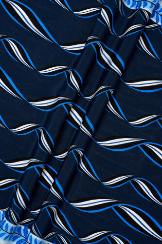 Ribbon Silk Shawl Navy - 6