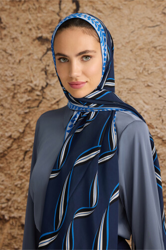 Ribbon Silk Shawl Navy 