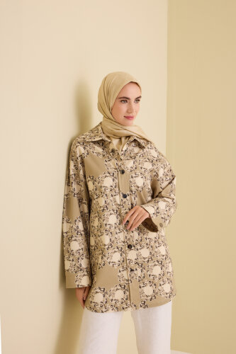 Rings Beige Cotton Jacket - Imannoor