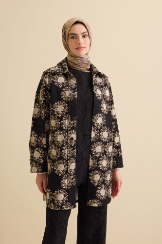 Rings Black Cotton Jacket - Imannoor (3)
