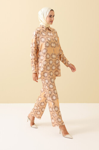 Rings Cream Crepe Silk Pajama Shirt - 5