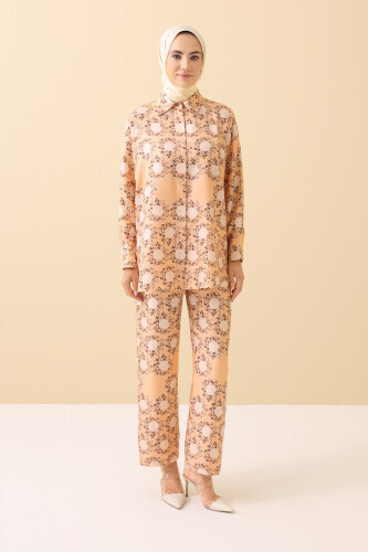 Rings Cream Crepe Silk Pajama Shirt - 3