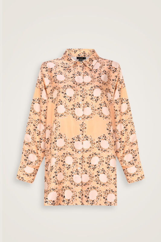 Rings Cream Crepe Silk Pajama Shirt - 2