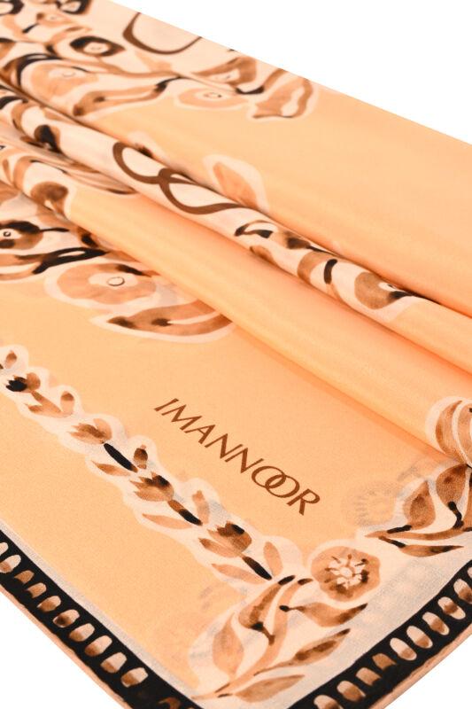 Rings Cream Crepe Silk Shawl - 2