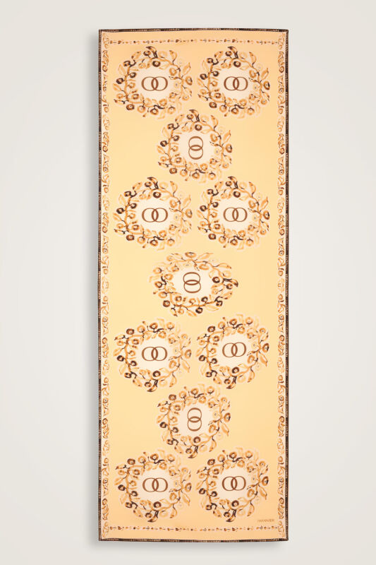 Rings Cream Crepe Silk Shawl - 1