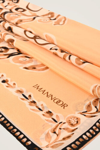 Rings Cream Crepe Silk Shawl - 2