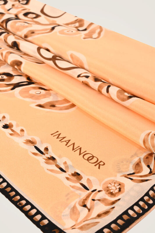 Rings Cream Crepe Silk Shawl - 2