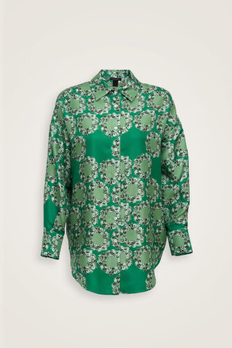 Rings Green Crepe Silk Pajama Shirt - 2
