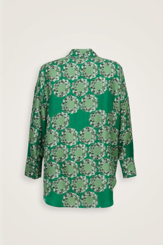 Rings Green Crepe Silk Pajama Shirt - 4