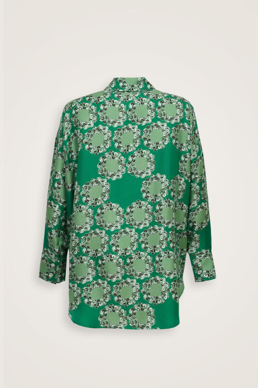 Rings Green Crepe Silk Pajama Shirt - 4