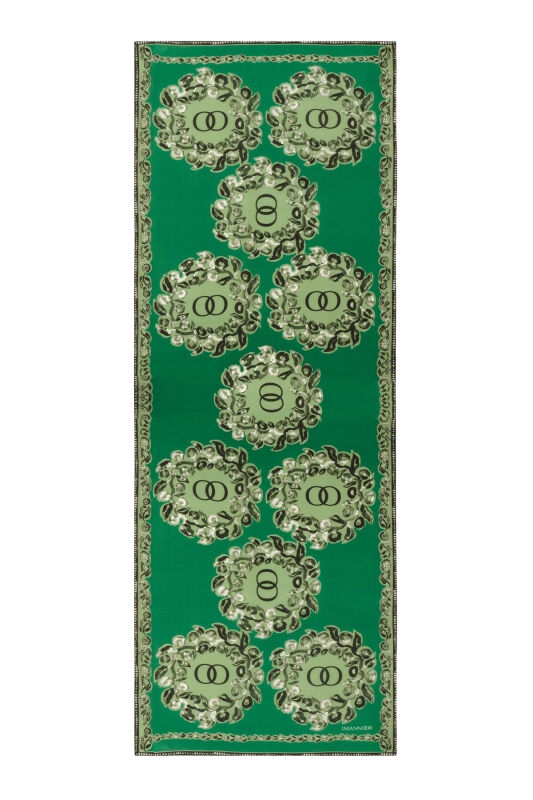 Rings Green Crepe Silk Shawl 80x210 - 1