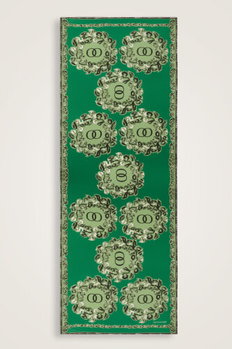 Rings Green Crepe Silk Shawl 80x210 