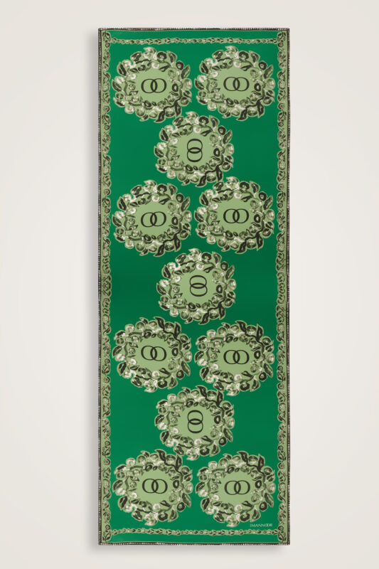 Rings Green Crepe Silk Shawl 80x210 - 1