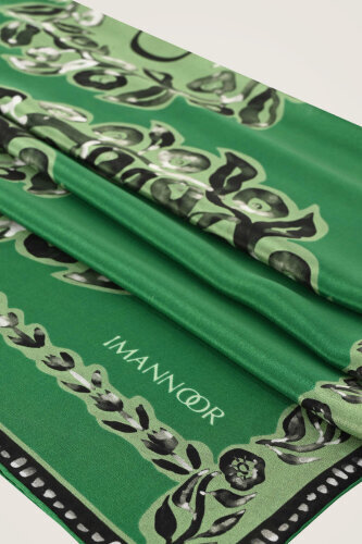 Rings Green Crepe Silk Shawl 80x210 - 2