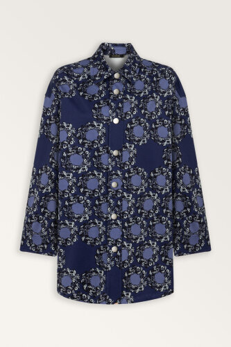Rings Navy Blue Cotton Jacket - Imannoor (1)