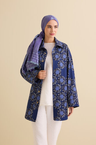 Rings Navy Blue Cotton Jacket - 5