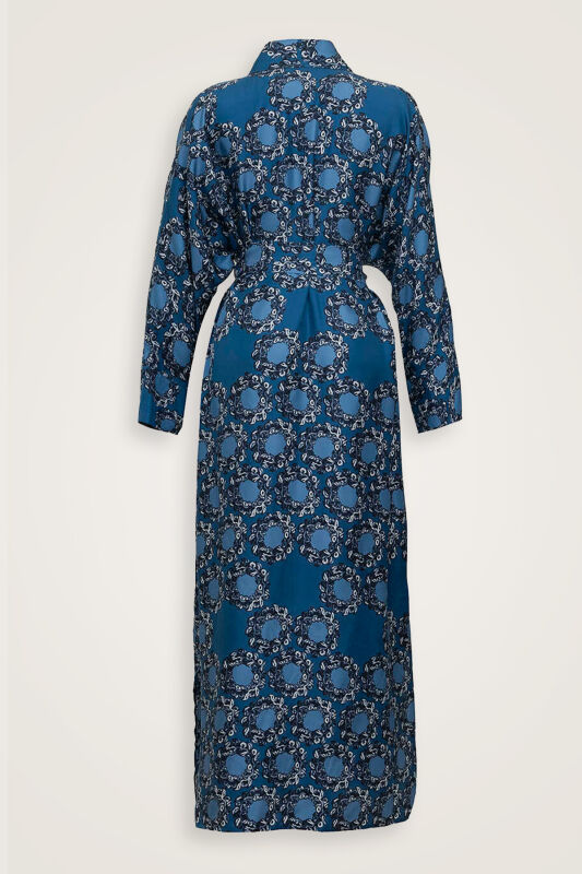 Rings Navy Blue Silk Twill Kimono - 4