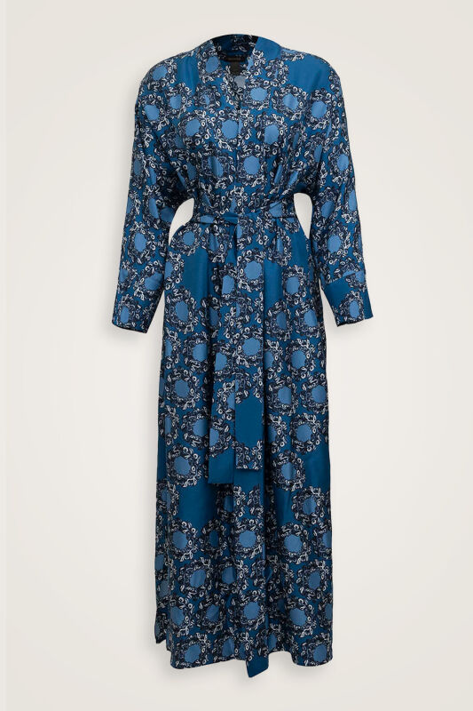 Rings Navy Blue Silk Twill Kimono - 2