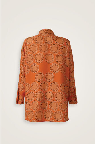 Rings Orange Crepe Silk Pajama Shirt - 4