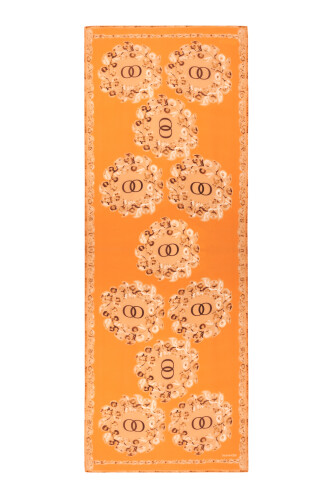 Rings Orange Crepe Silk Shawl 