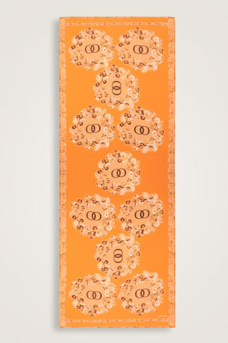 Rings Orange Crepe Silk Shawl 