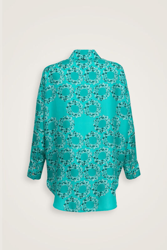Rings Turquoise Crepe Silk Pajama Shirt - 4