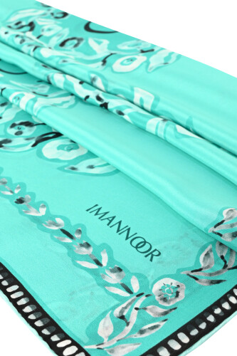 Rings Turquoise Crepe Silk Shawl - 2