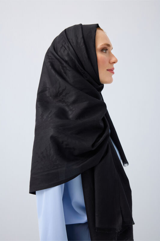 Rising Sun Cotton Silk Shawl Black - 6