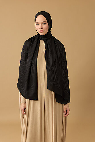 River Logo Black Naia Lyocell Jacquard Shawl - 5