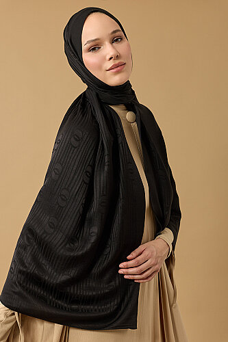 River Logo Black Naia Lyocell Jacquard Shawl - 3