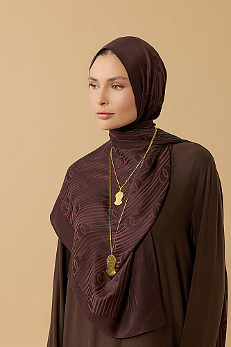 River Logo Brown Naia Lyocell Jacquard Shawl 