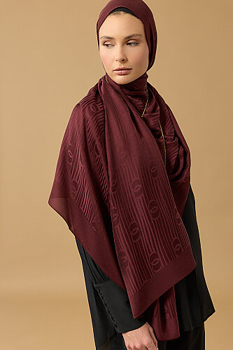 River Logo Burgundy Naia Lyocell Jacquard Shawl - 3