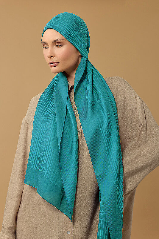 River Logo Light Blue Naia Air Jacquard Shawl - 1