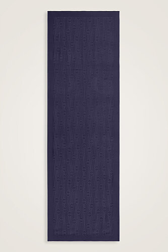 River Logo Navy Blue Naia Lyocell Jacquard Shawl 