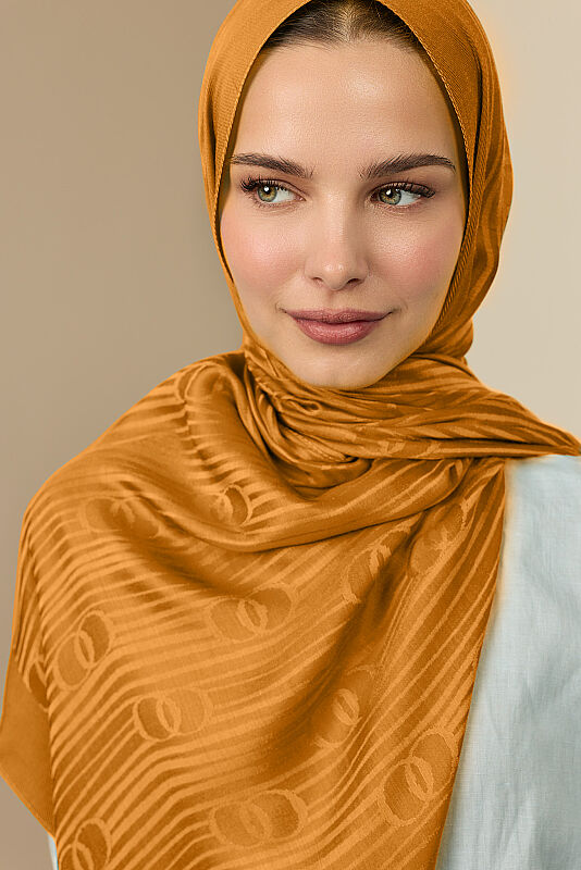 River Logo Saffron Naia Air Jacquard Shawl - 1