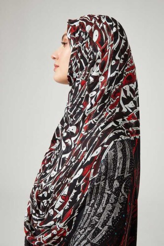 River of Life Silk Shawl Red - 6
