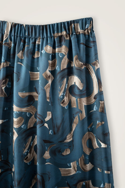 River Road Beige-Indigo Twill Silk Trousers - 2