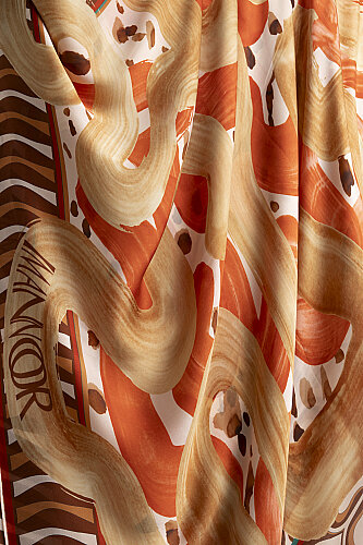 River Road Beige-Orange Silk Voile Scarf - Imannoor (1)