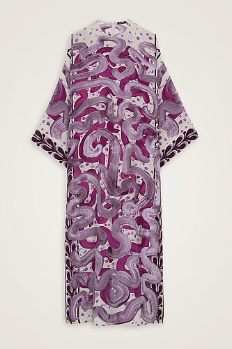 River Road Lilac-Fuchsia Crepe Silk Dress - 2