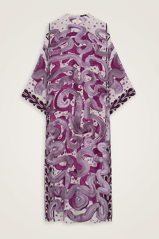 River Road Lilac-Fuchsia Crepe Silk Dress - 2