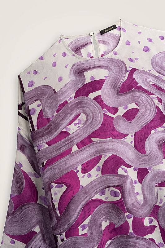 River Road Lilac-Fuchsia Crepe Silk Dress - 4