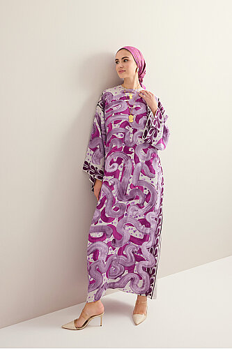 River Road Lilac-Fuchsia Crepe Silk Dress - 5